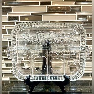 MCM Indiana Glass 5 Parts Divided Relish Fruit Embossed Serving Tray
